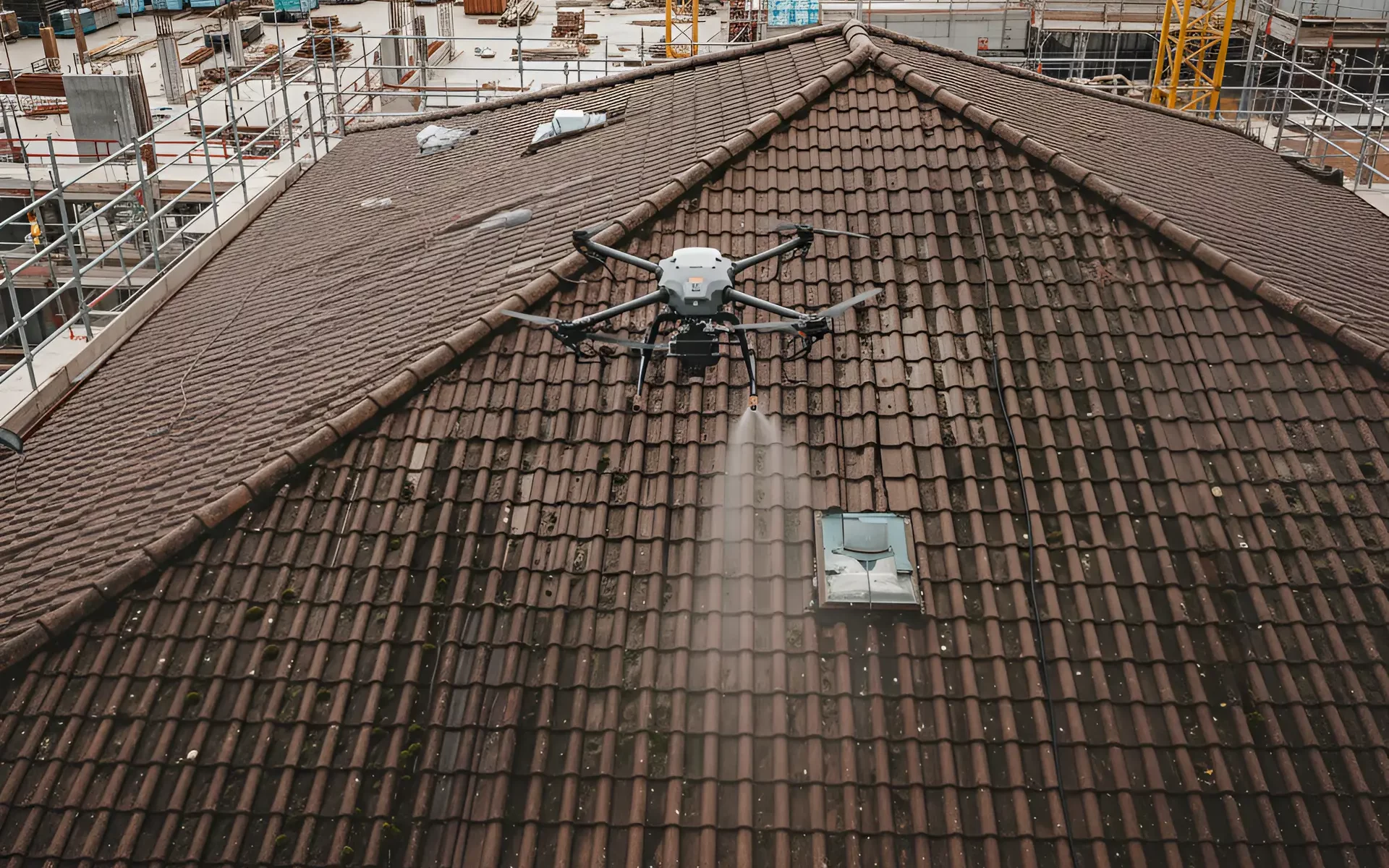 Nettoyage de toiture par drone