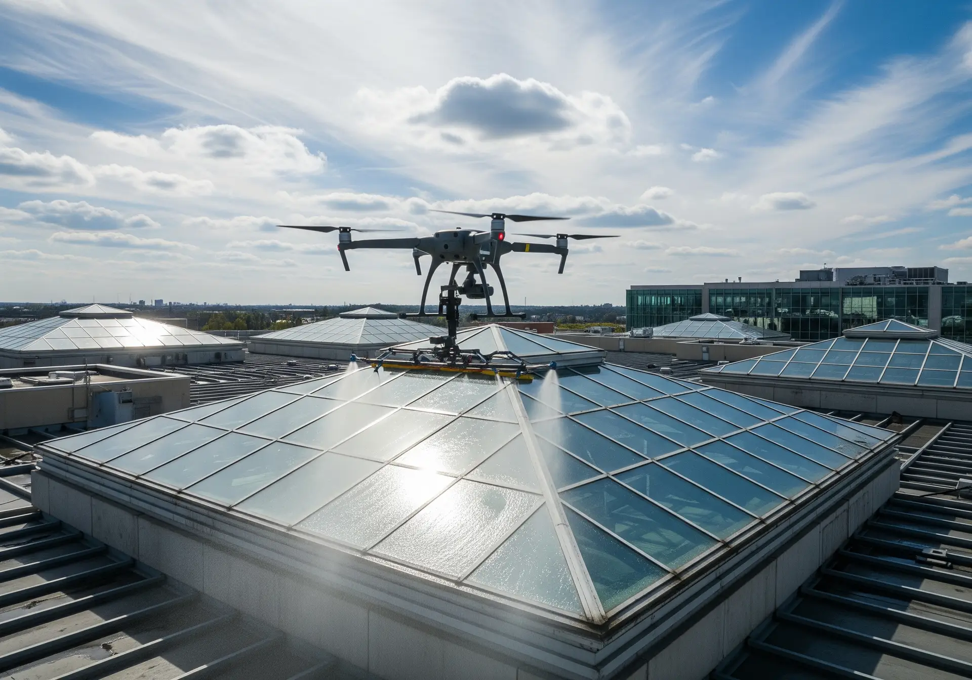 Nettoyage dôme industriel par drone