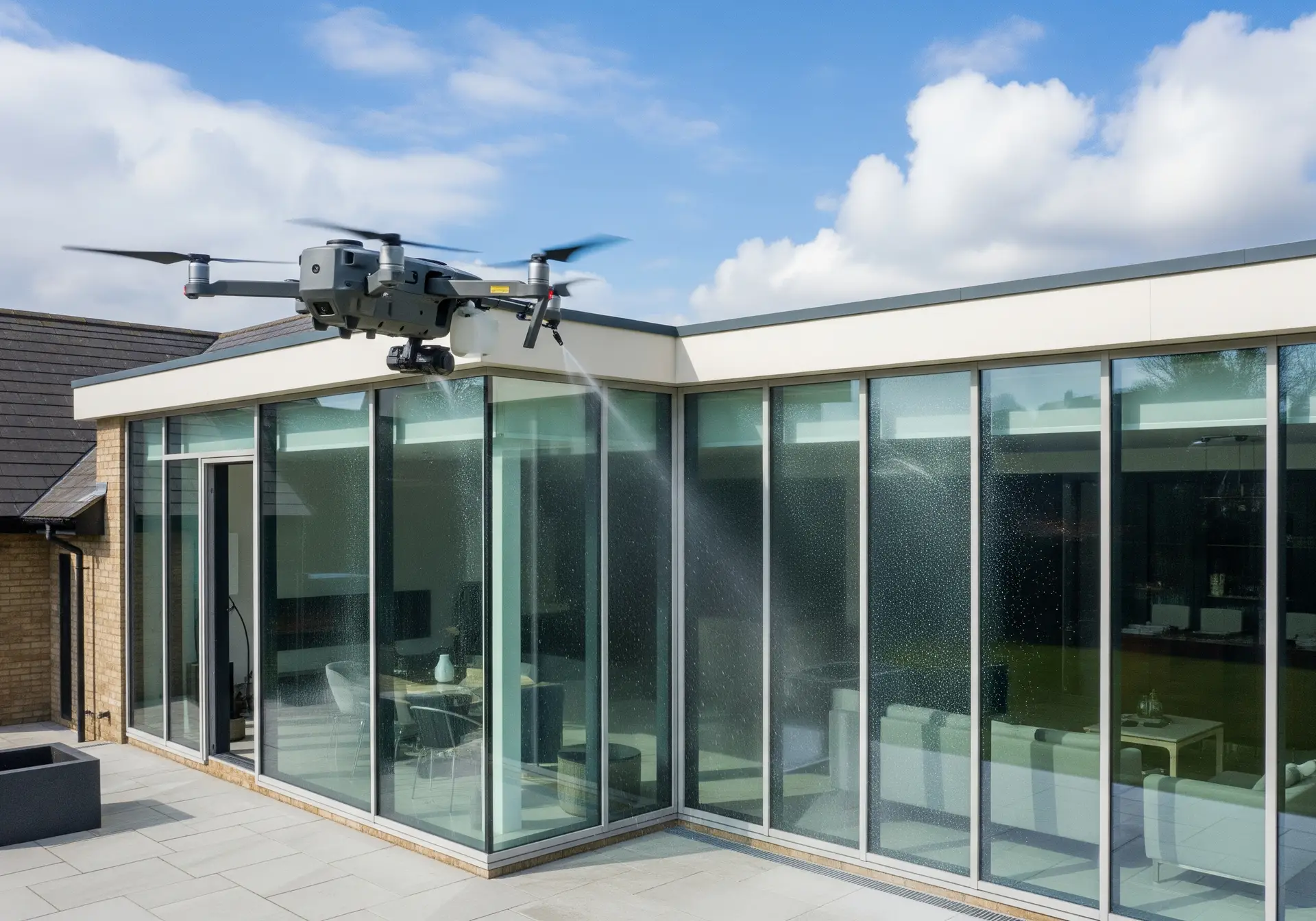 Nettoyage de vérandas et de vitres avec drone